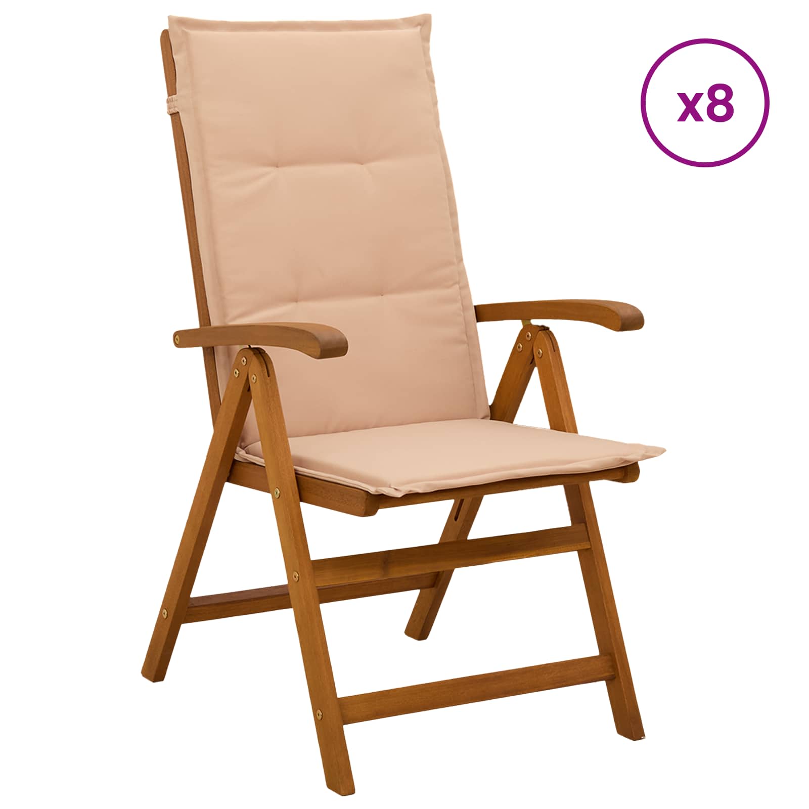 Sulankstomos sodo kėdės 8 vnt. Natūrali Kietos akacijos mediena