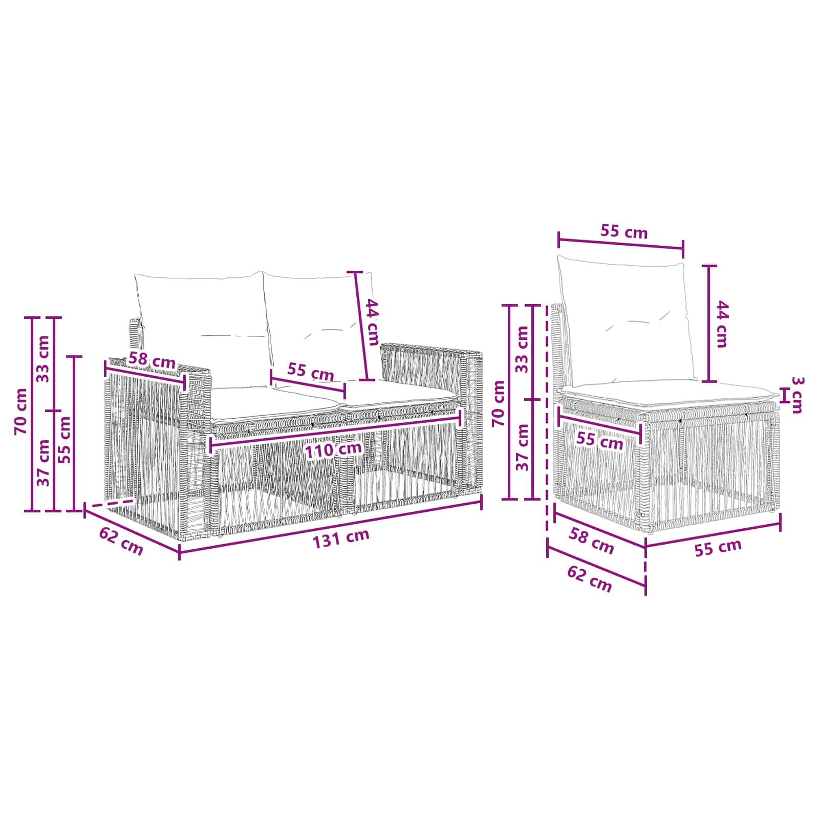 Sodo Sofų Rinkinys 6 vnt. 6-Vietų skaičius