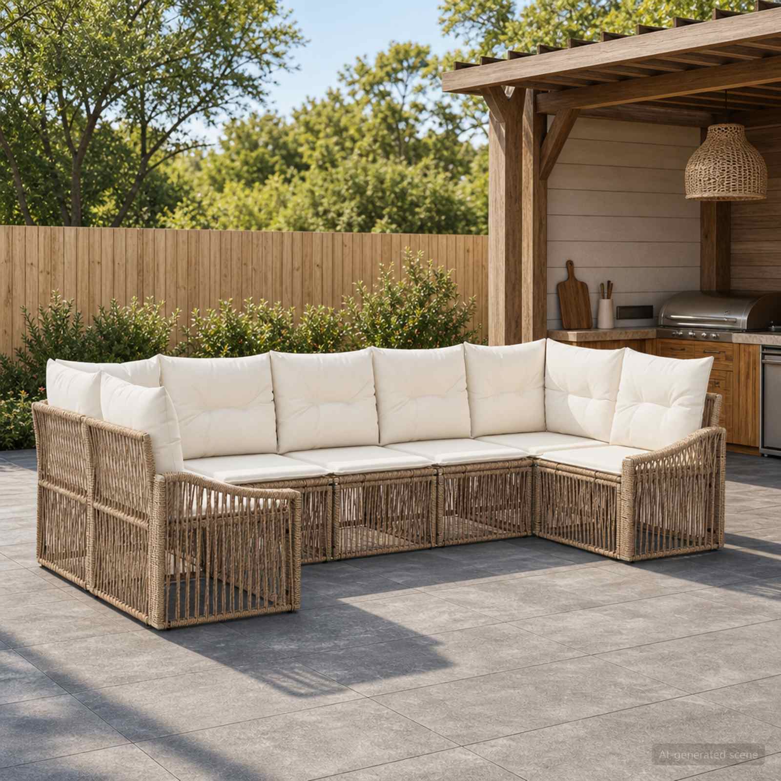 Sodo Sofų Rinkinys 7 vnt. 7-Vietų skaičius Smėlio poliratanas