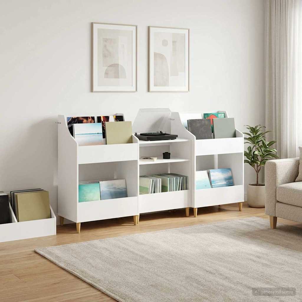 Medijos lentynos rinkinys 3 vnt. Balta 212 x 46 x 112 cm