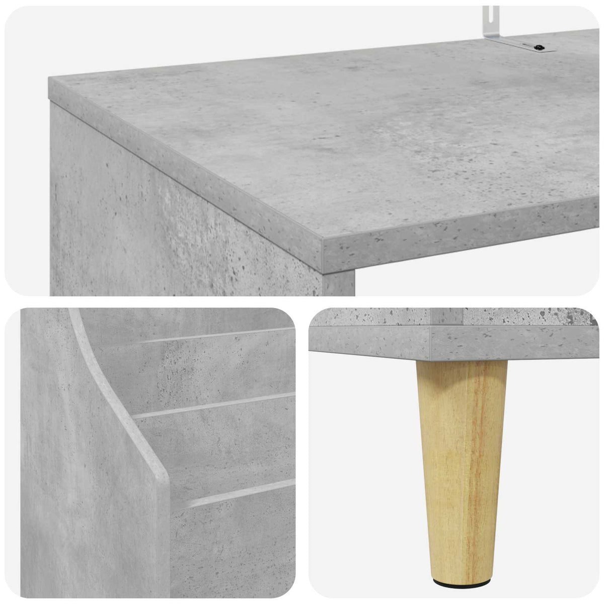 Medijos lentynos rinkinys 3 vnt. Betono pilka 212 x 46 x 112 cm
