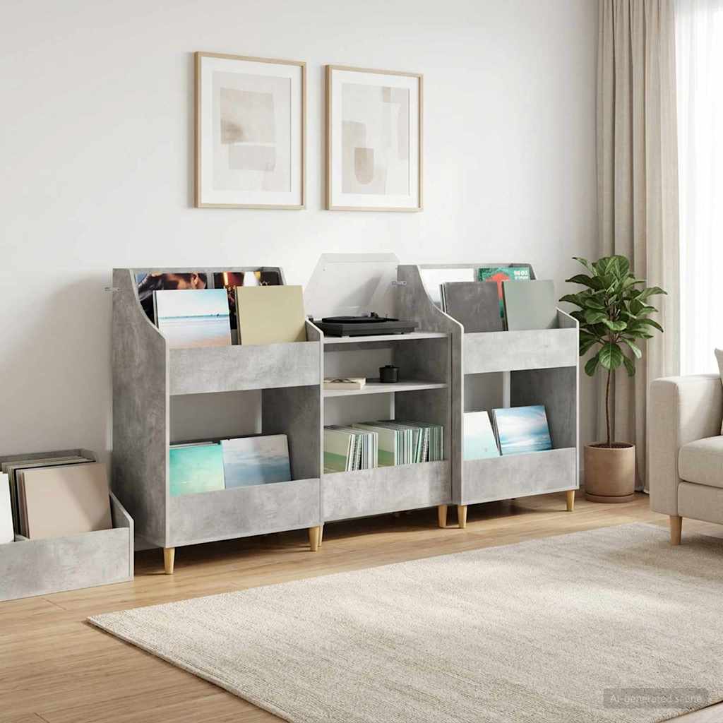 Medijos lentynos rinkinys 3 vnt. Betono pilka 212 x 46 x 112 cm