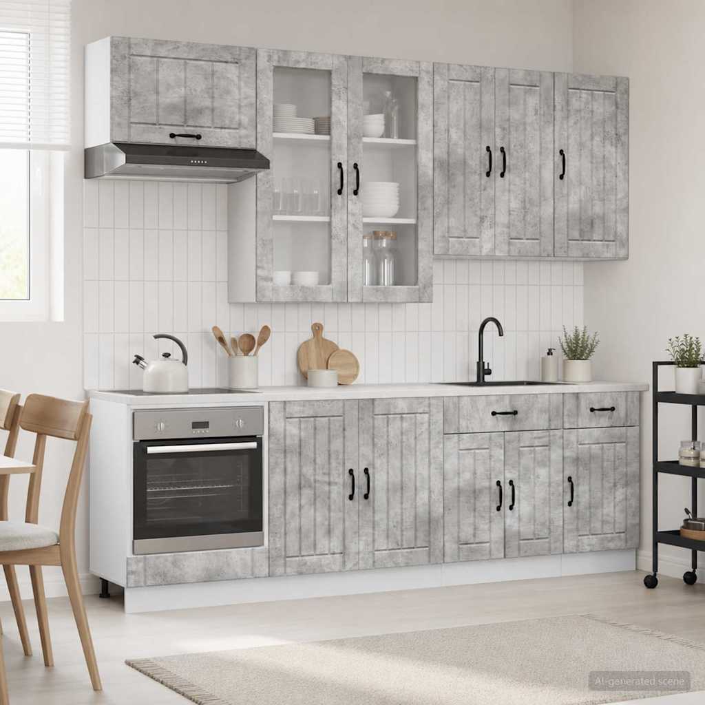Virtuvės vienetas LUCCA 8 pcs Betono pilka Apdirbta mediena
