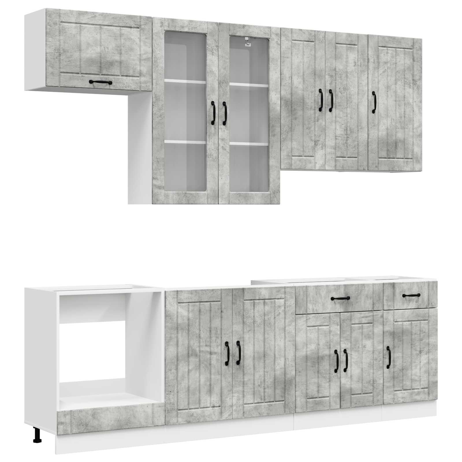 Virtuvės vienetas LUCCA 8 pcs Betono pilka Apdirbta mediena
