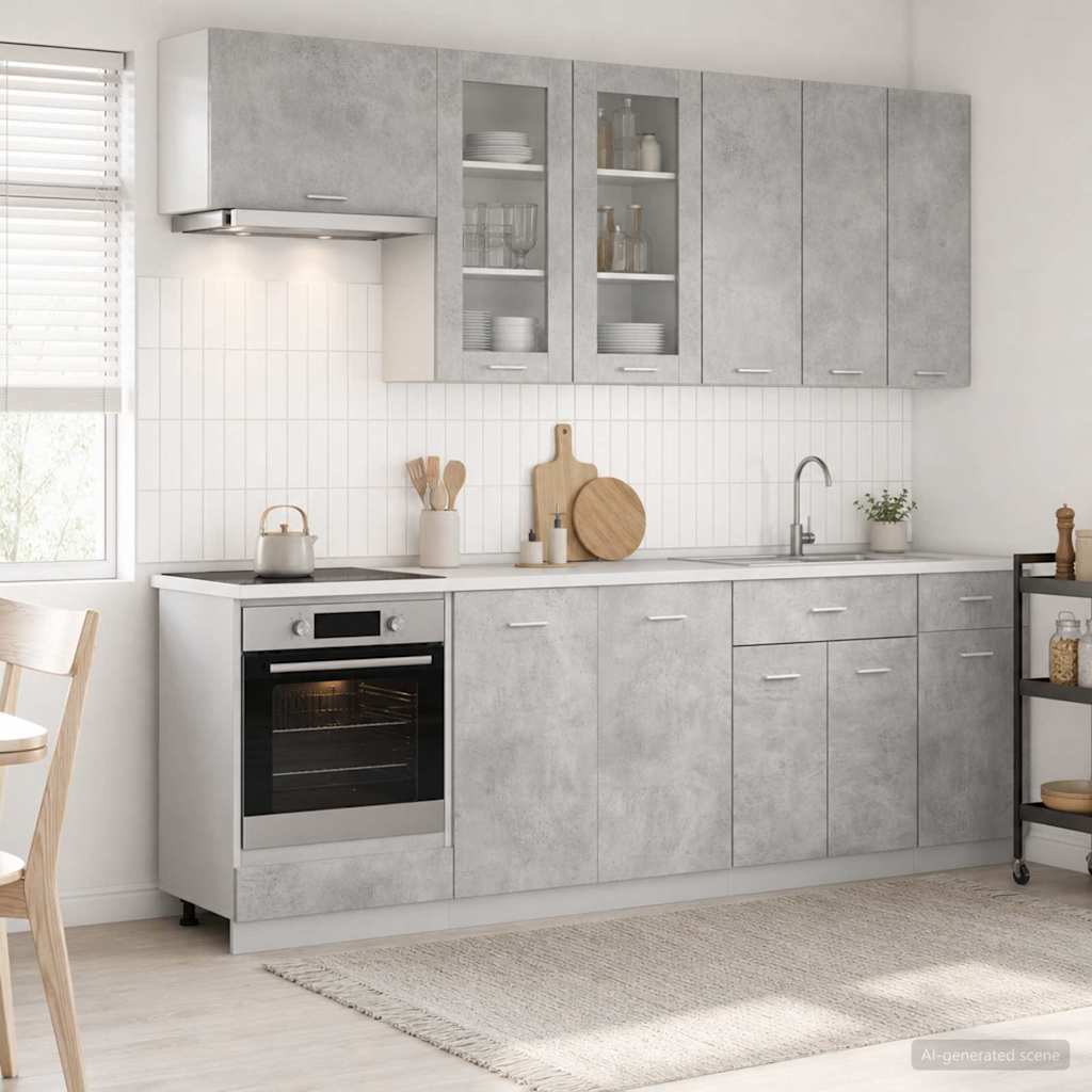 Virtuvės vienetas LYON 8 pcs Betono pilka Apdirbta mediena