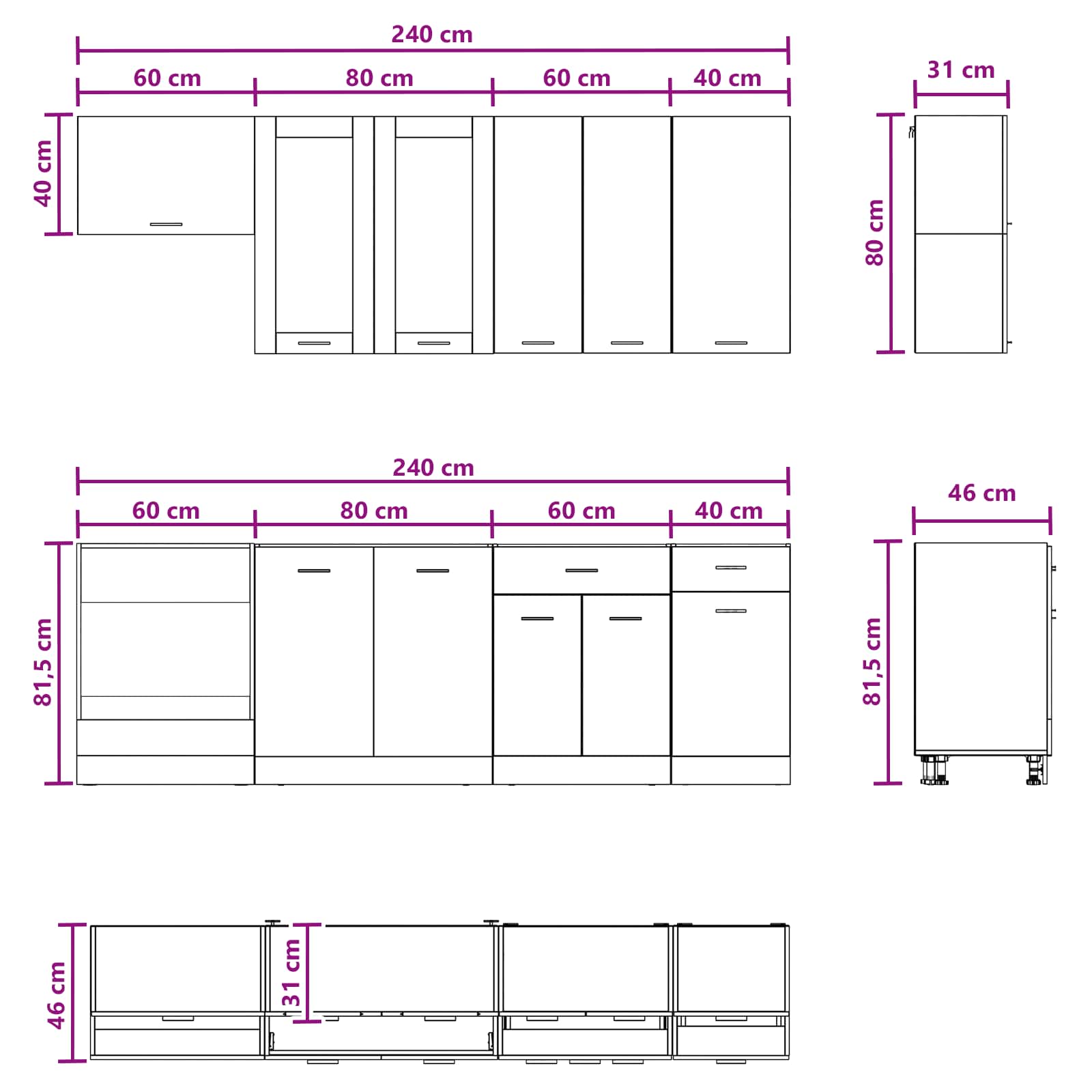 Virtuvės vienetas LYON 8 pcs Sendintos medienos