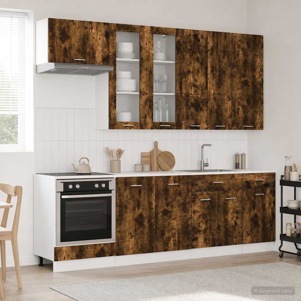 Virtuvės vienetas LYON 8 pcs Dūminio ąžuolo Apdirbta mediena