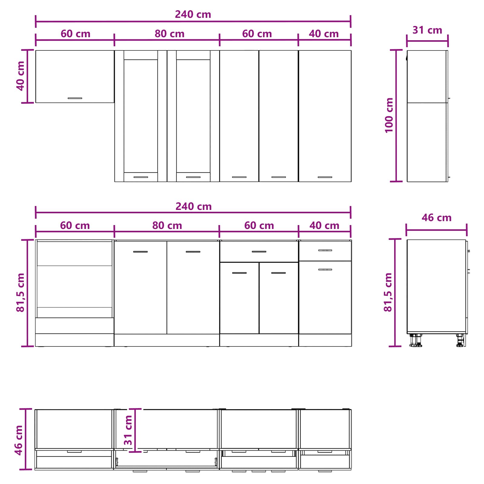 Virtuvės vienetas LYON 8 pcs Artisano ąžuolo Apdirbta mediena
