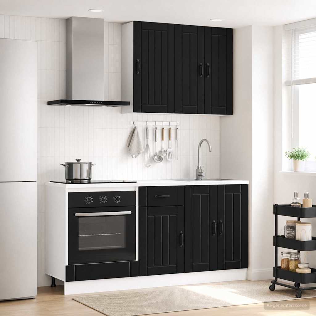 Virtuvės vienetas LUCCA 5 pcs Juoda Apdirbta mediena