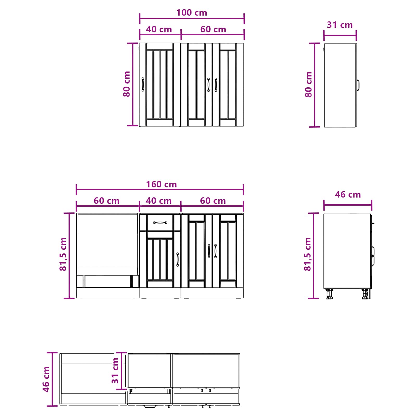 Virtuvės vienetas LUCCA 5 pcs Itin blizgi balta