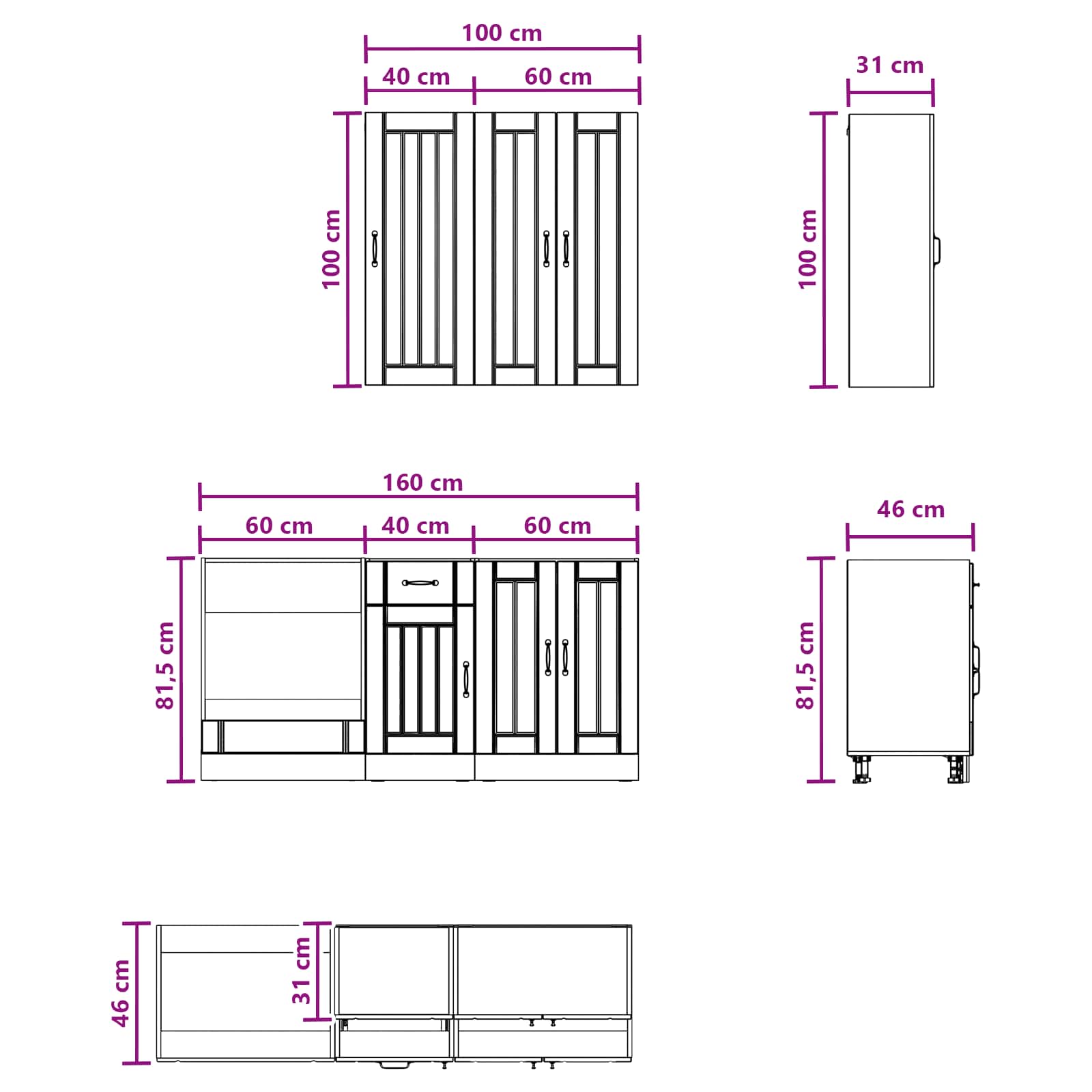 Virtuvės vienetas LUCCA 5 pcs Pilka Sonoma Apdirbta mediena