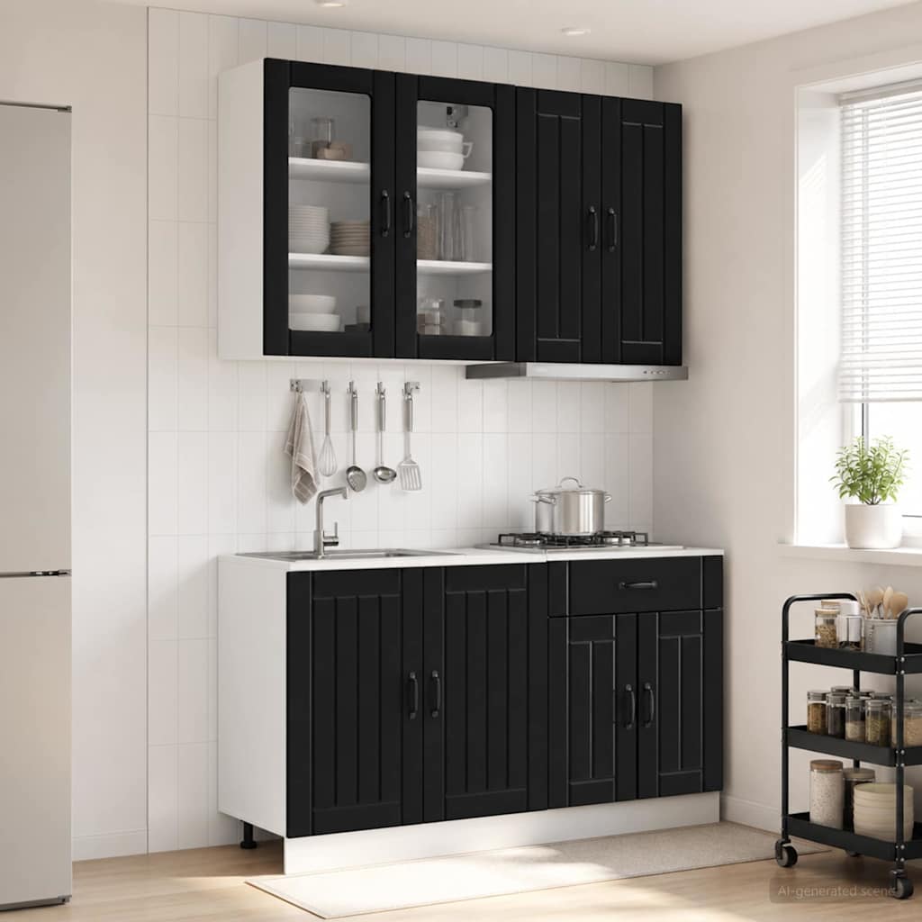 Virtuvės vienetas LUCCA 4 pcs Juoda Apdirbta mediena