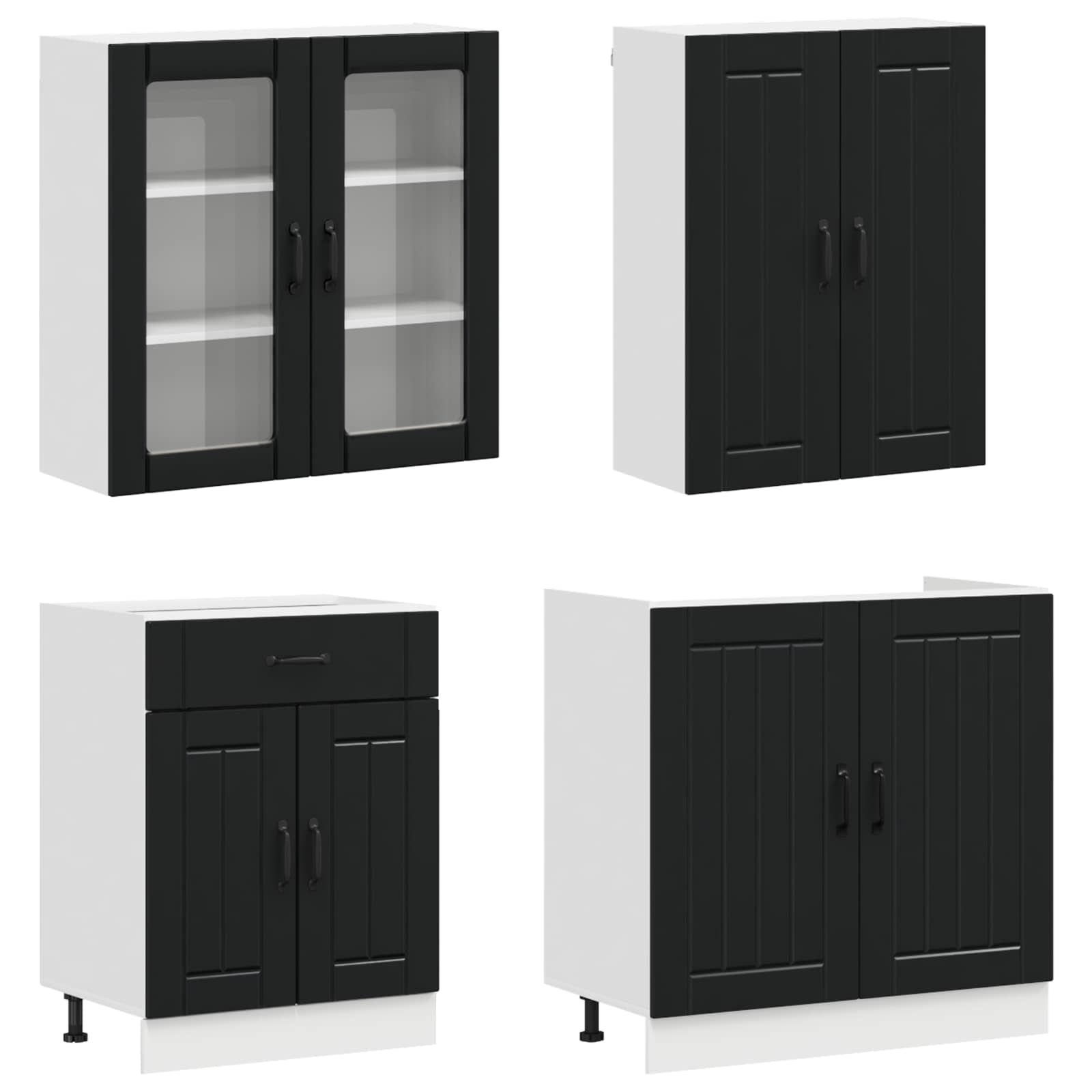 Virtuvės vienetas LUCCA 4 pcs Juoda Apdirbta mediena