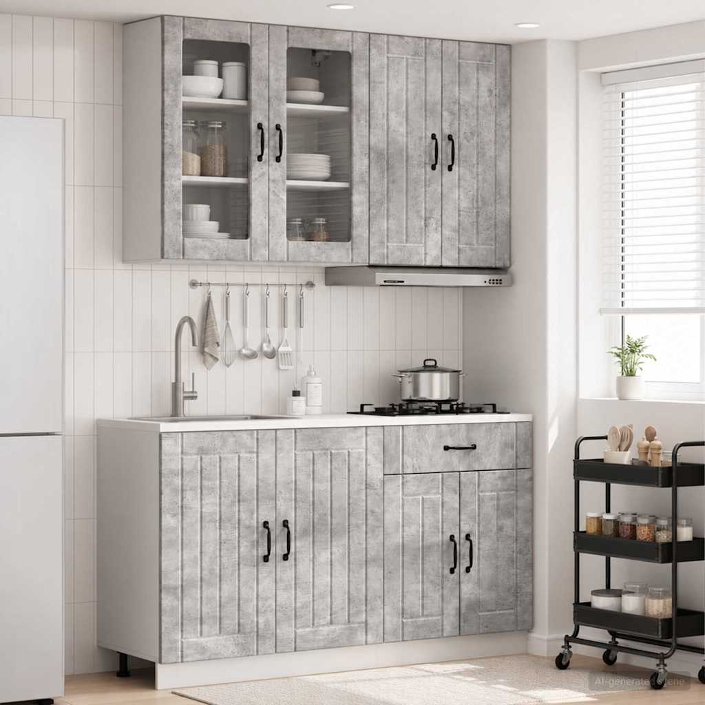 Virtuvės vienetas LUCCA 4 pcs Betono pilka Apdirbta mediena