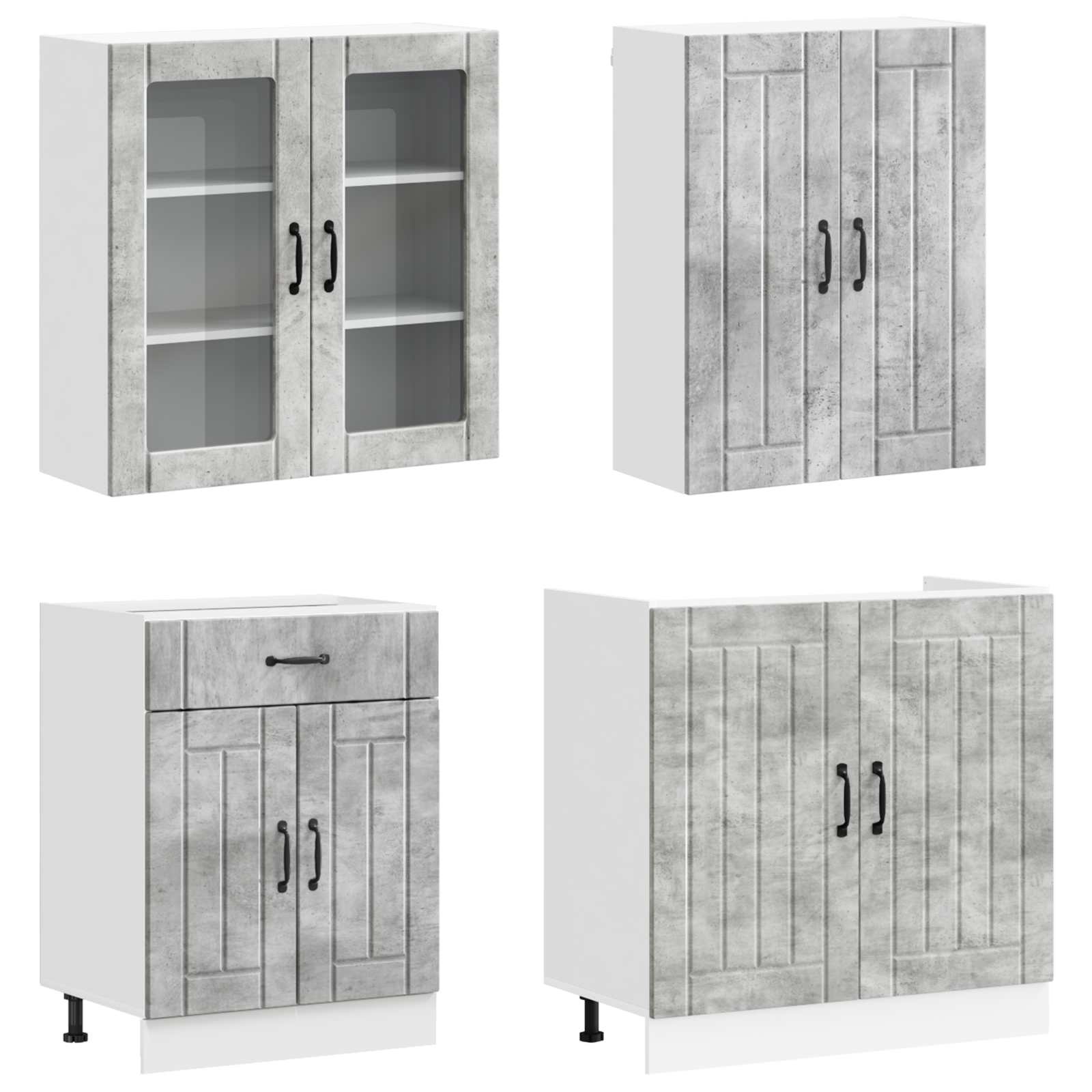 Virtuvės vienetas LUCCA 4 pcs Betono pilka Apdirbta mediena