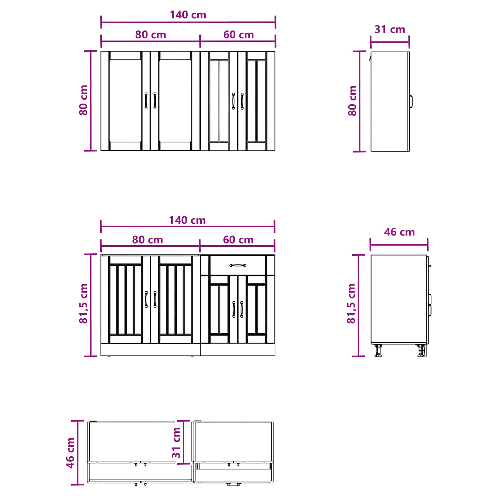 Virtuvės vienetas LUCCA 4 pcs Itin blizgi balta