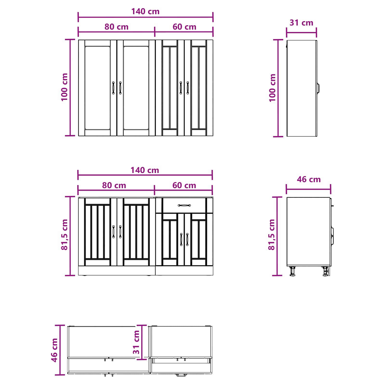 Virtuvės vienetas LUCCA 4 pcs Itin blizgi balta