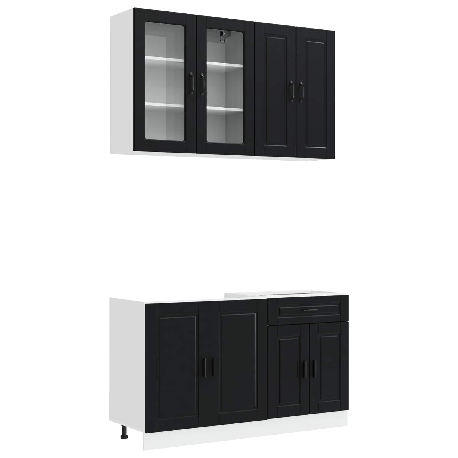 Virtuvės vienetas PORTO 4 pcs Juoda Apdirbta mediena