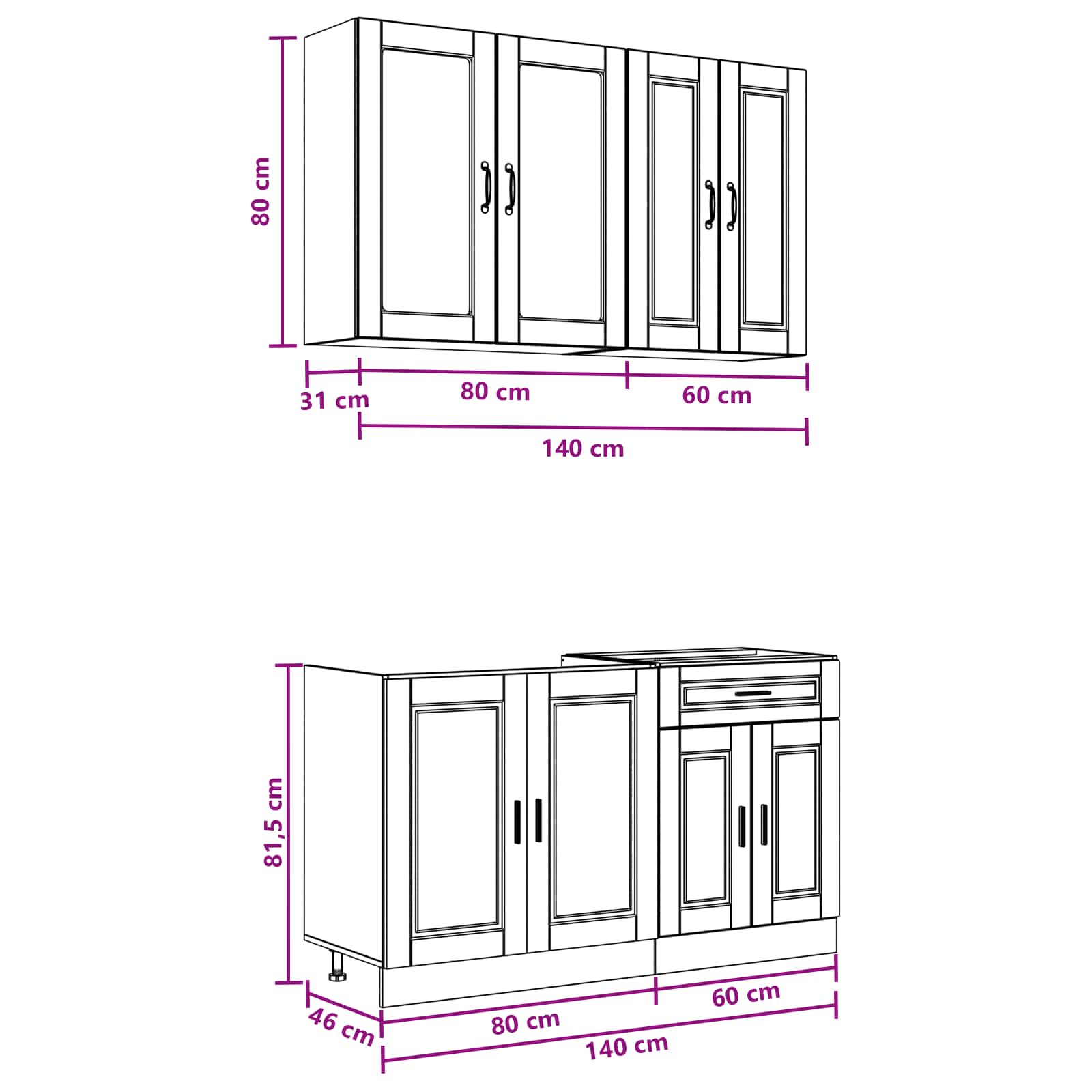 Virtuvės vienetas PORTO 4 pcs Itin blizgi balta