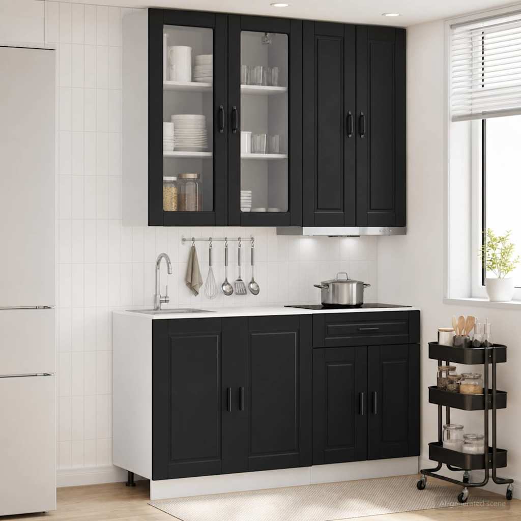 Virtuvės vienetas PORTO 4 pcs Juoda Apdirbta mediena