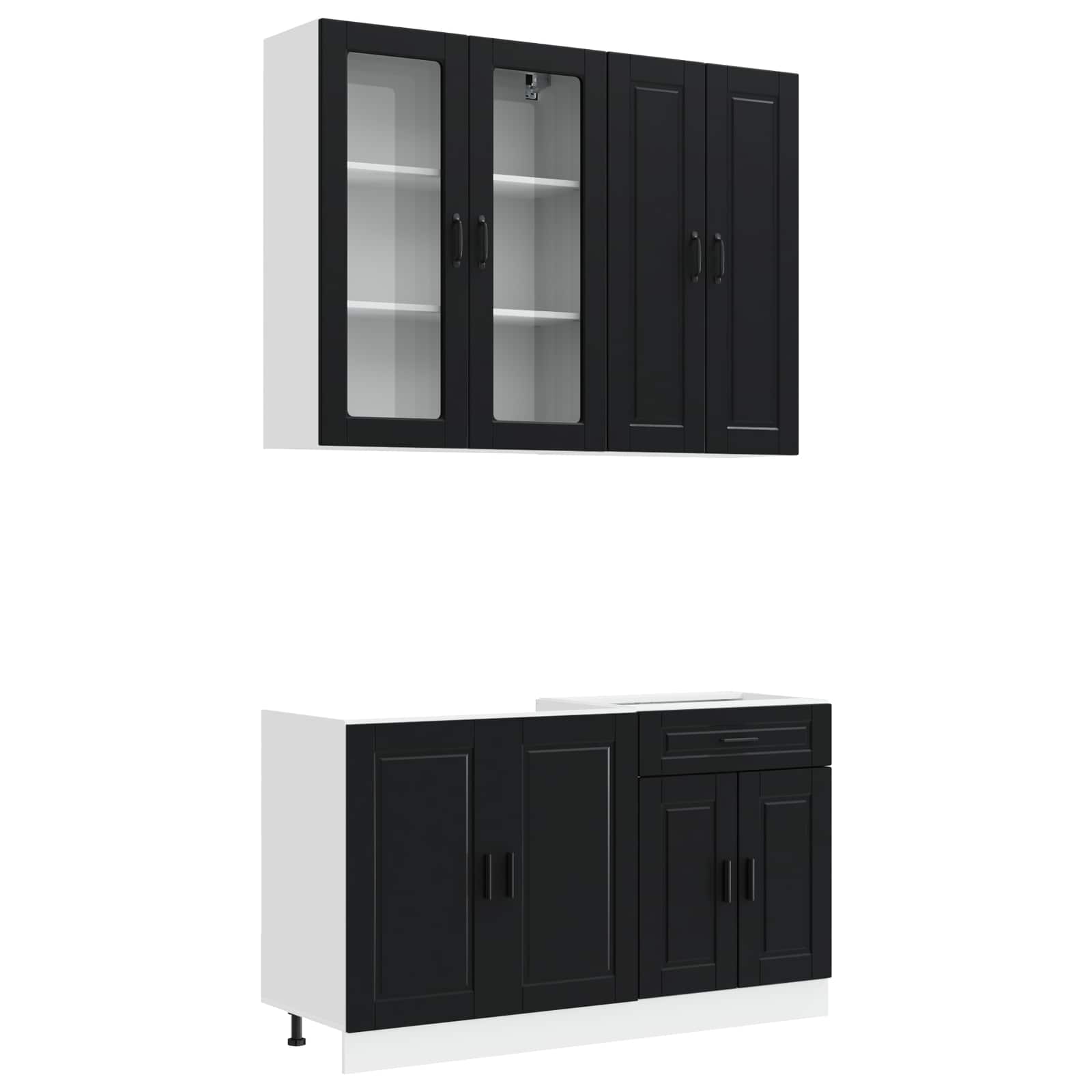 Virtuvės vienetas PORTO 4 pcs Juoda Apdirbta mediena