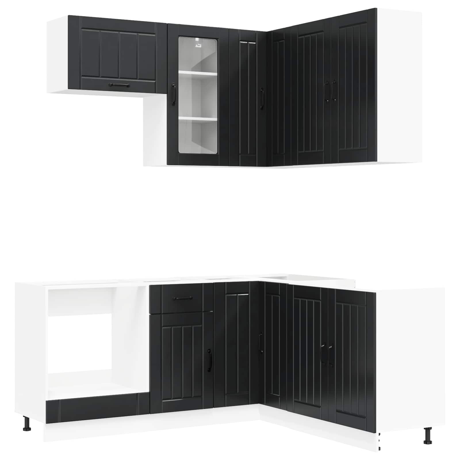 Virtuvės vienetas LUCCA 8 pcs Juoda Apdirbta mediena