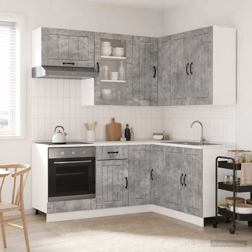 Virtuvės vienetas LUCCA 8 pcs Betono pilka Apdirbta mediena