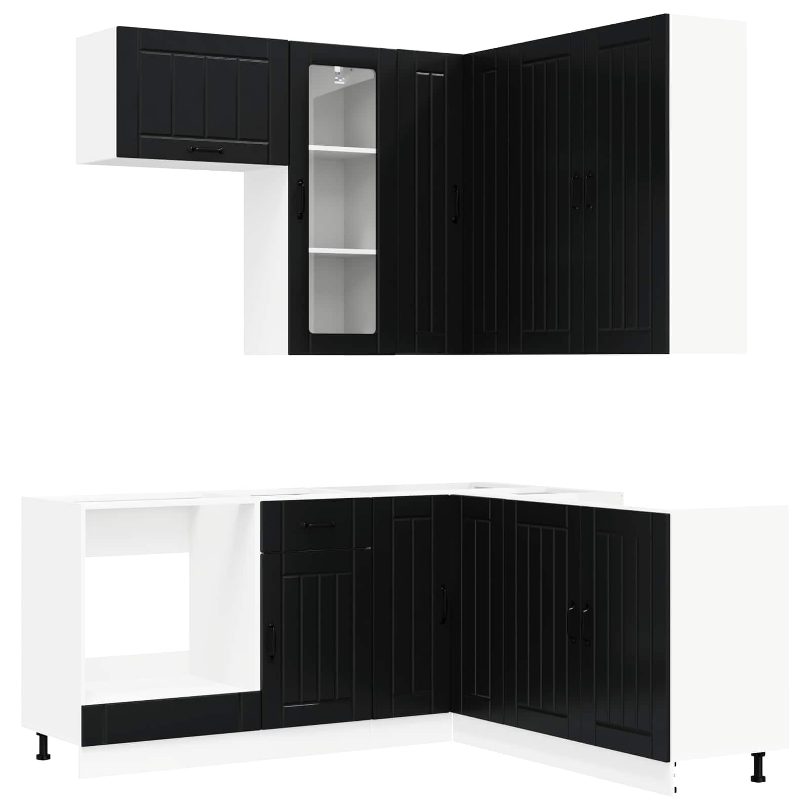 Virtuvės vienetas LUCCA 8 pcs Juoda Apdirbta mediena