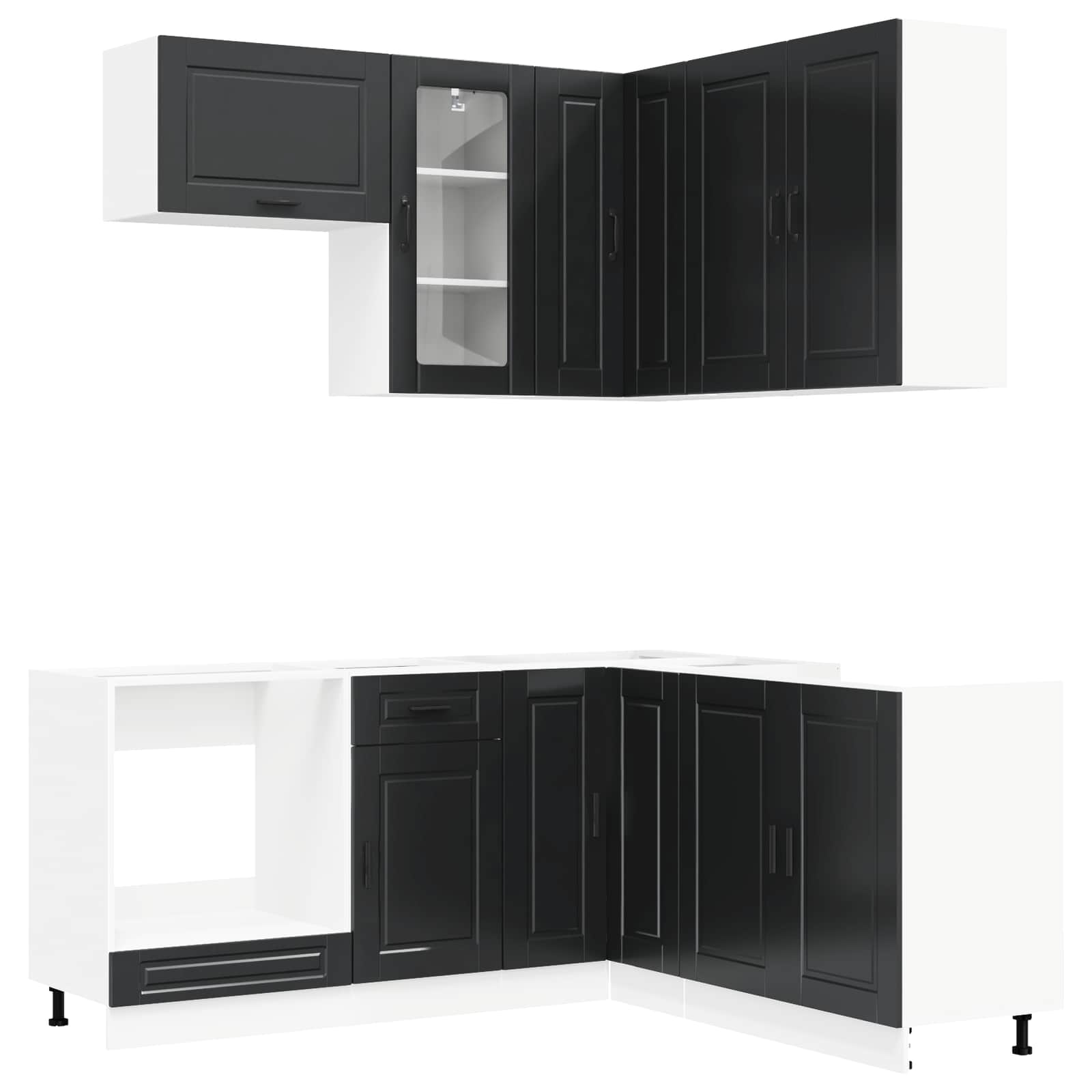 Virtuvės vienetas PORTO 8 pcs Juoda Apdirbta mediena