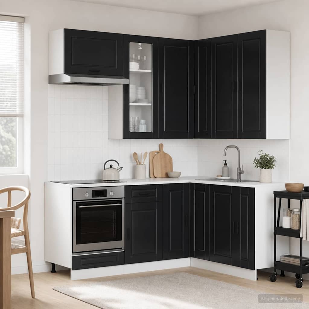 Virtuvės vienetas PORTO 8 pcs Juoda Apdirbta mediena