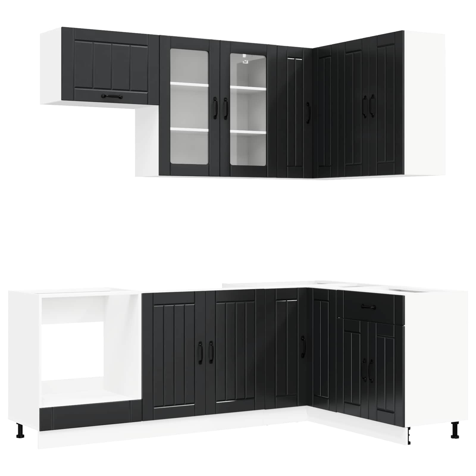 Virtuvės vienetas LUCCA 8 pcs Juoda Apdirbta mediena