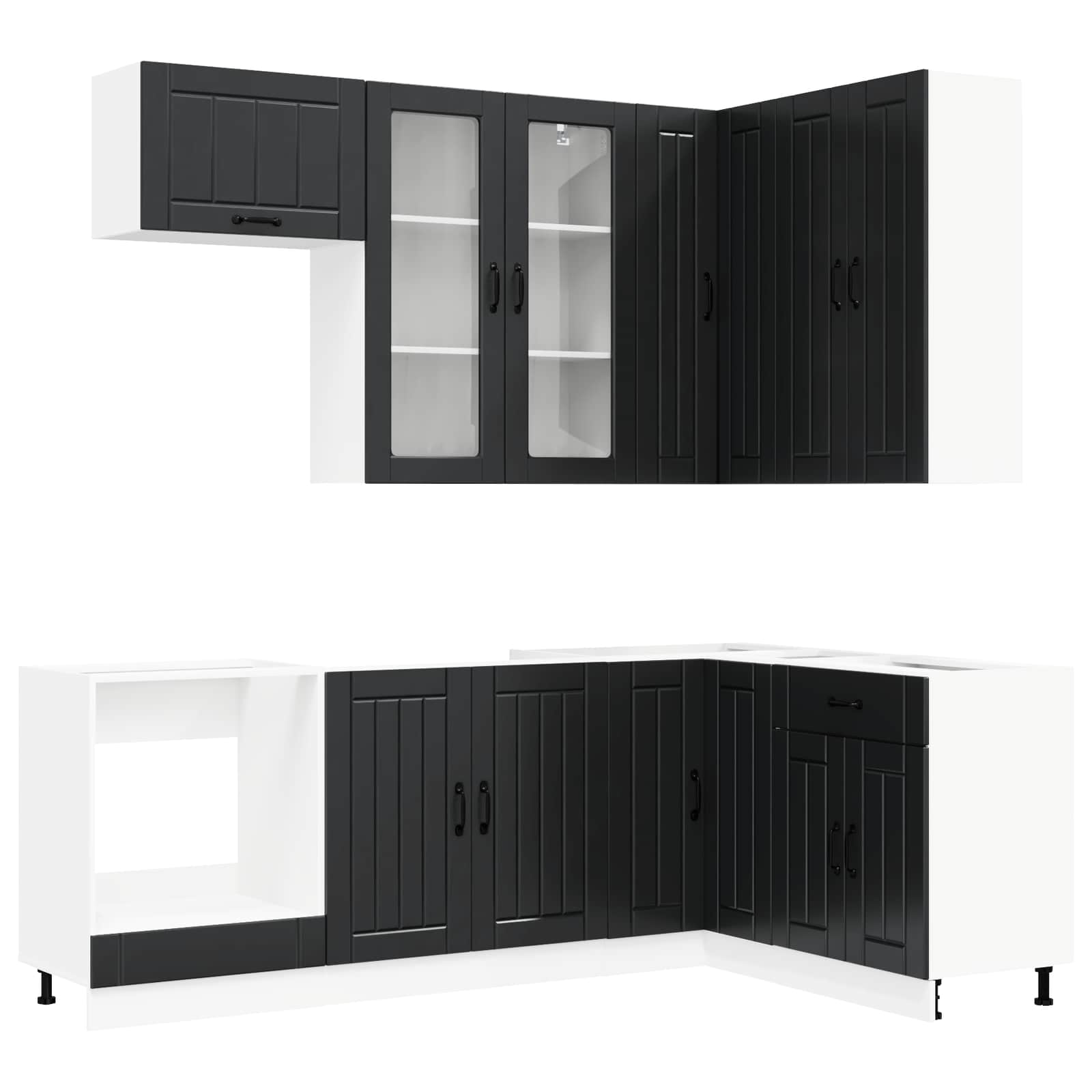 Virtuvės vienetas LUCCA 8 pcs Juoda Apdirbta mediena