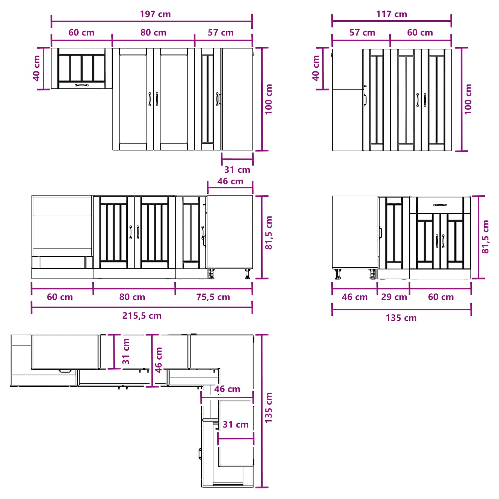 Virtuvės vienetas LUCCA 8 pcs Betono pilka Apdirbta mediena