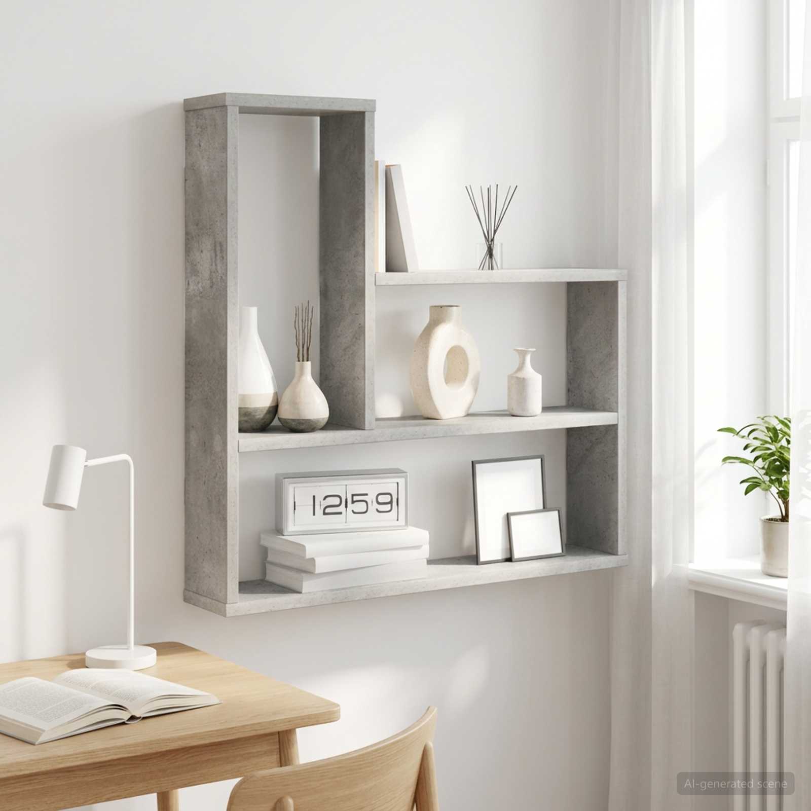 Sieninė lentyna Betono pilka 60 x 11 x 60 cm Apdirbta mediena