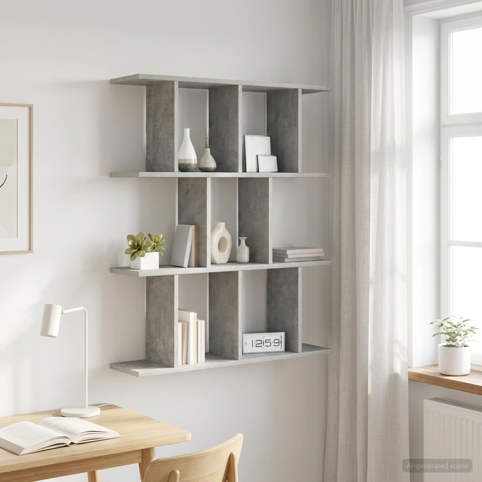 Sieninė lentyna Betono pilka 80 x 20 x 96 cm Apdirbta mediena