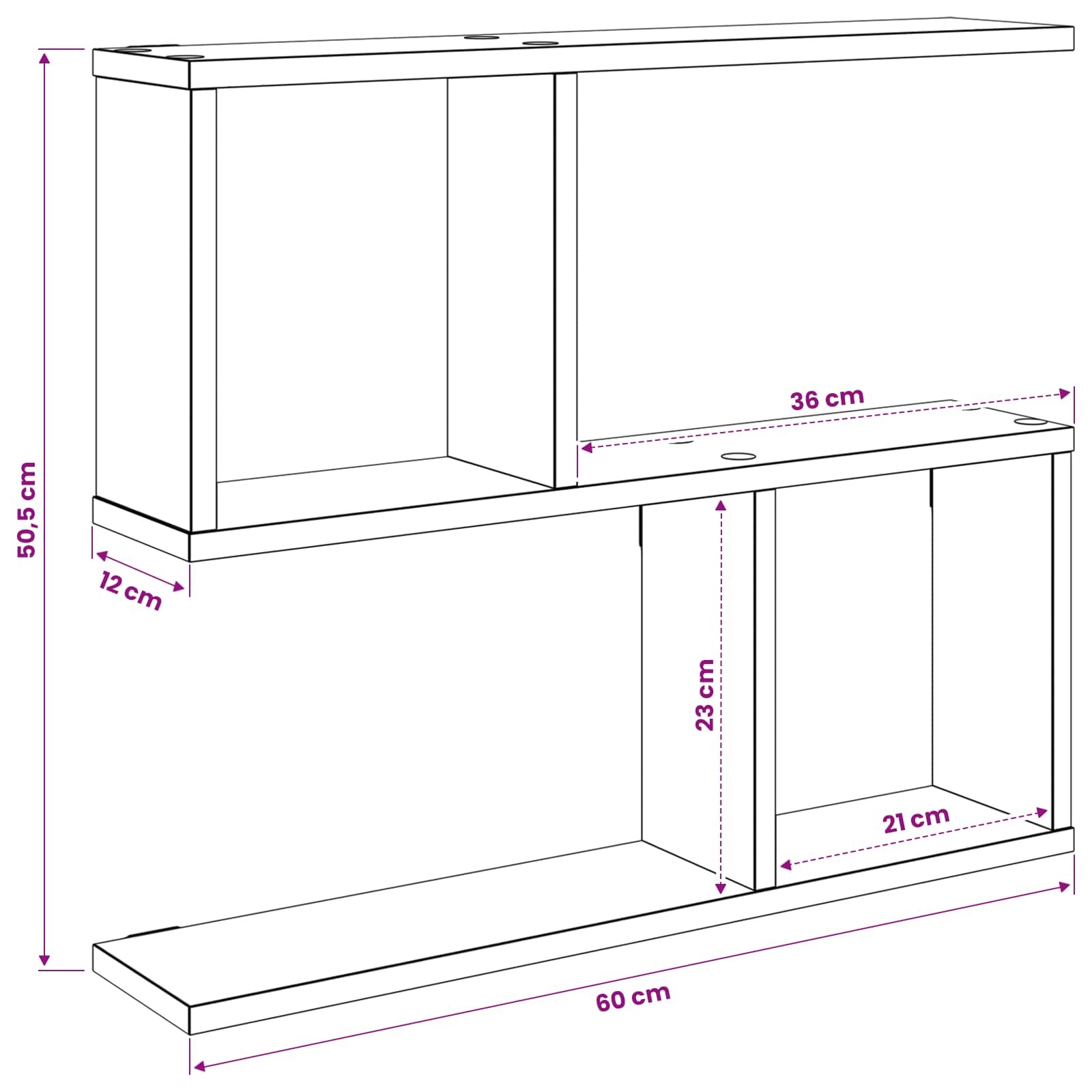 Sieninė lentyna Sonoma ąžuolas 60 x 12 x 50,5 cm