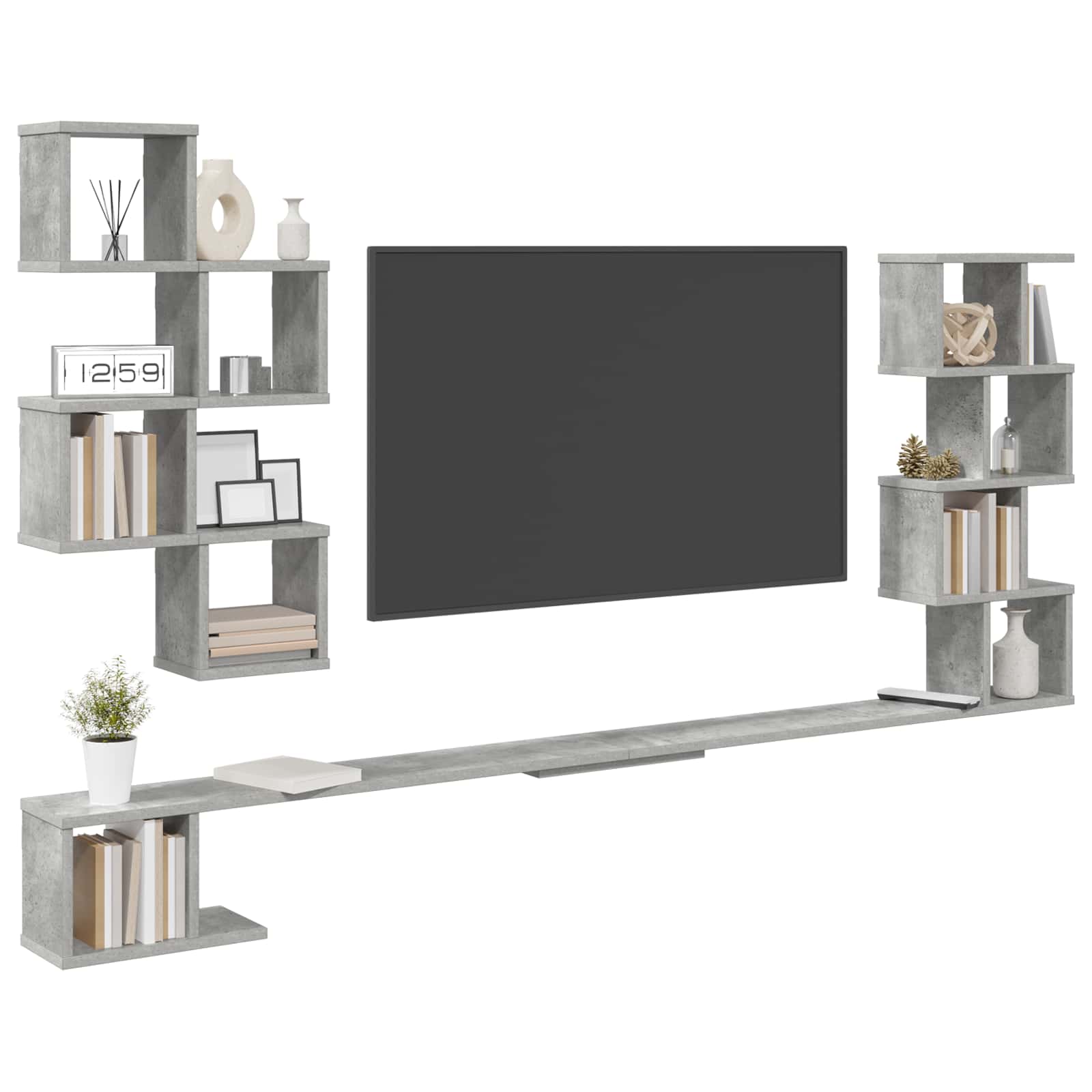 Sieninis televizoriaus stovas Betono pilka 200 x 15 x 94 cm