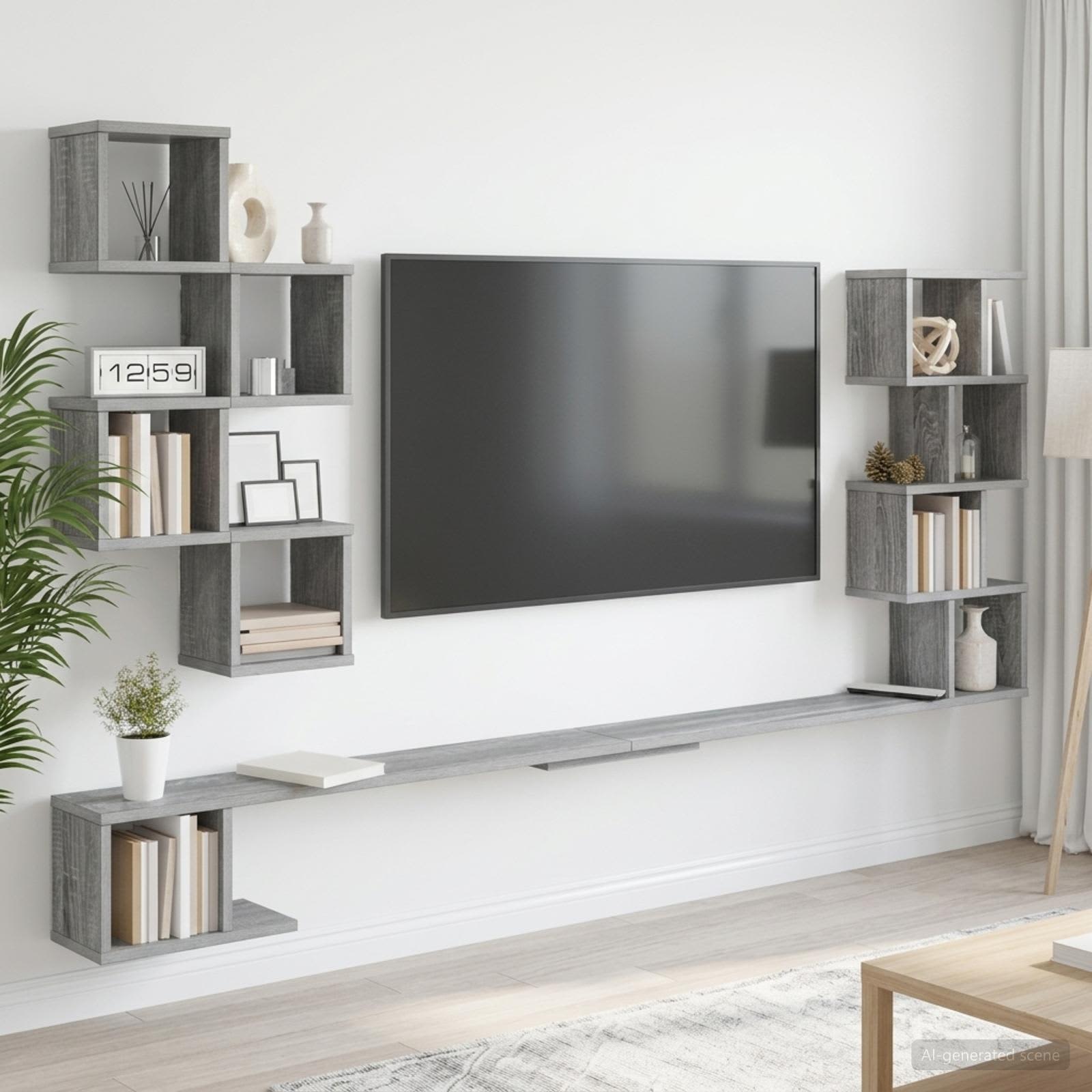 Sieninis televizoriaus stovas Pilka Sonoma 200 x 15 x 94 cm