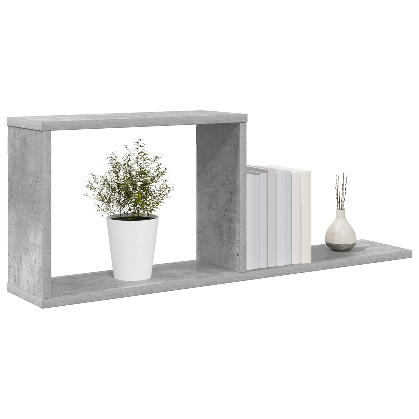 Plaukiojančios lentynos 2 pcs Betono pilka 80 x 15 x 30 cm