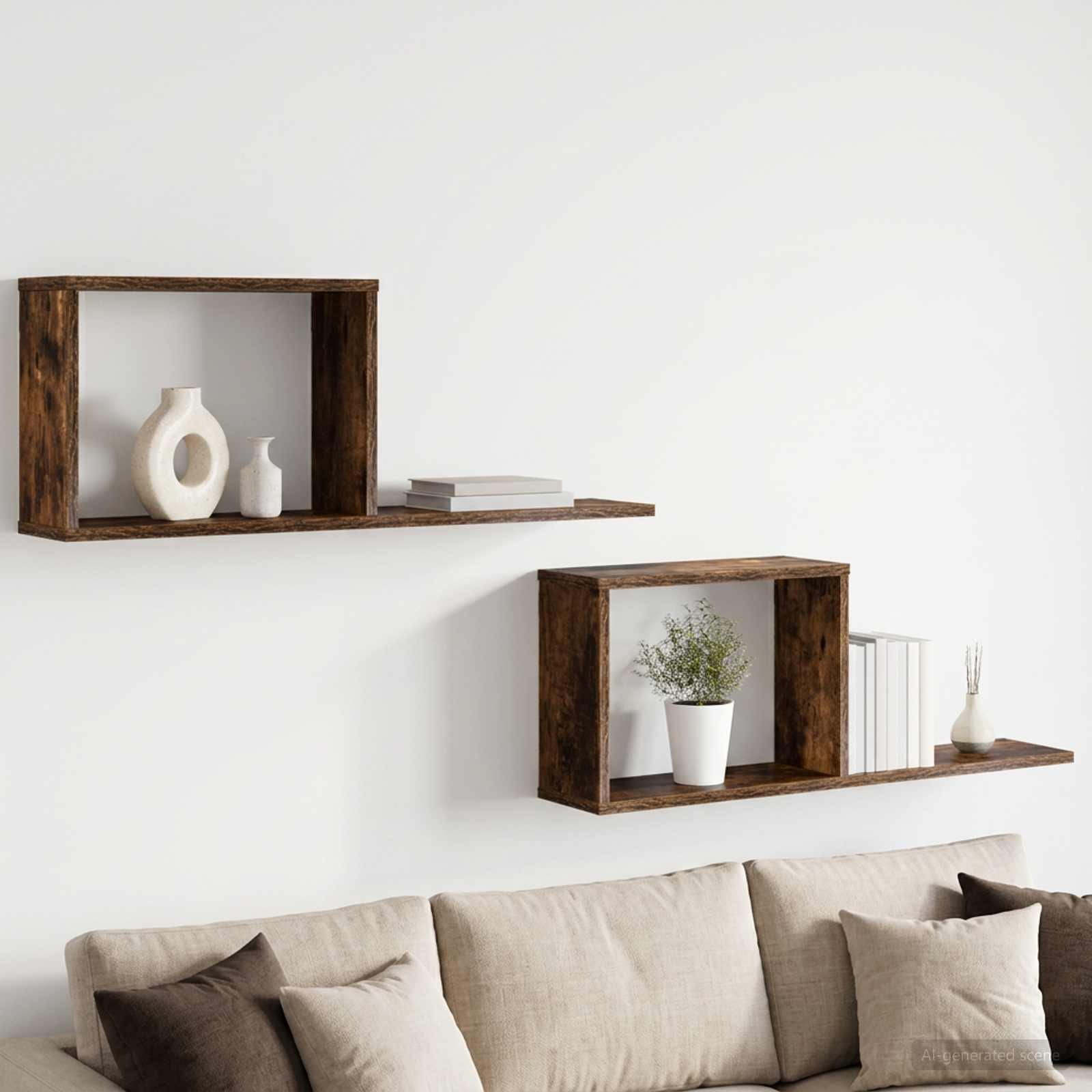 Plaukiojančios lentynos 2 pcs Dūminio ąžuolo 80 x 15 x 30 cm