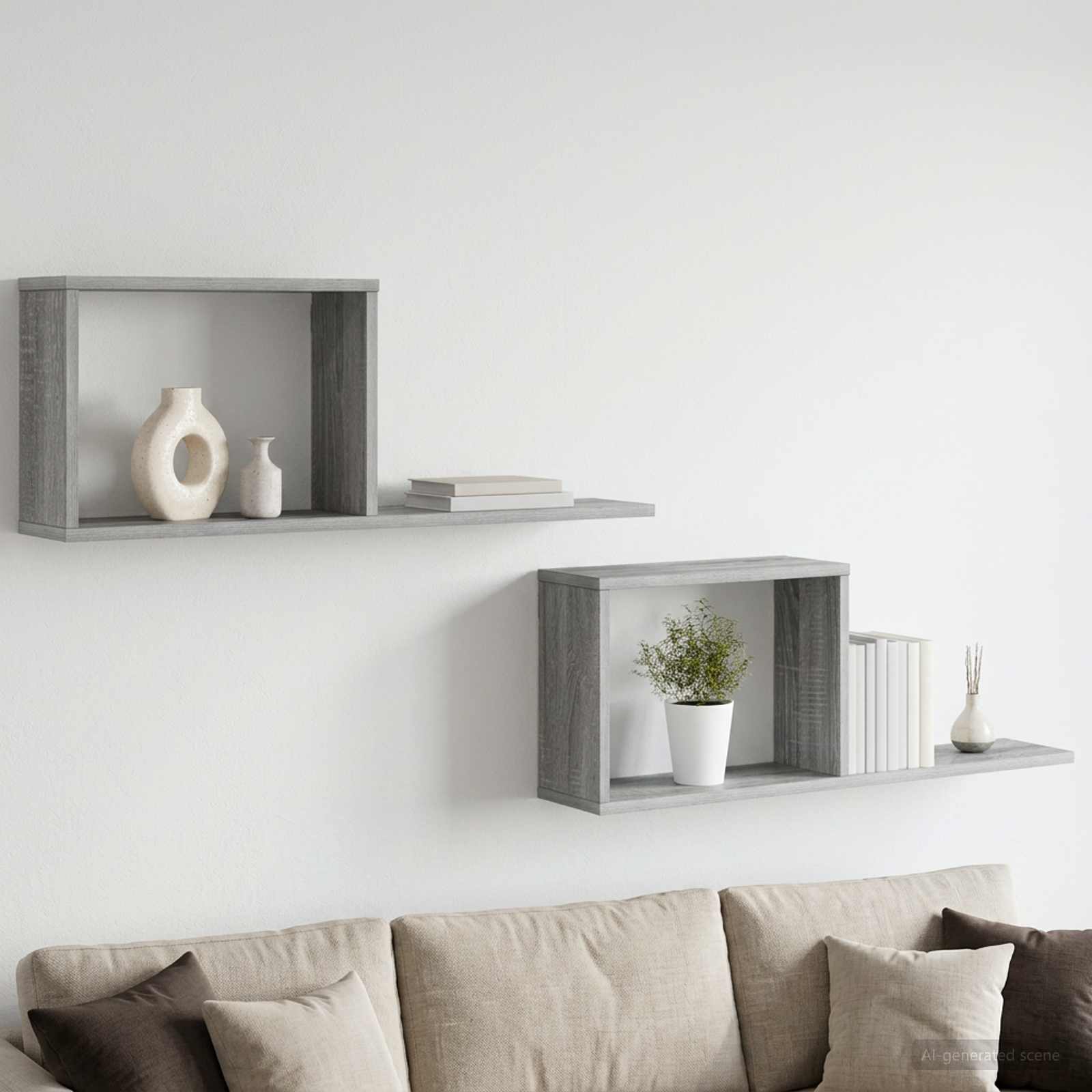 Plaukiojančios lentynos 2 pcs Pilka Sonoma 80 x 15 x 30 cm