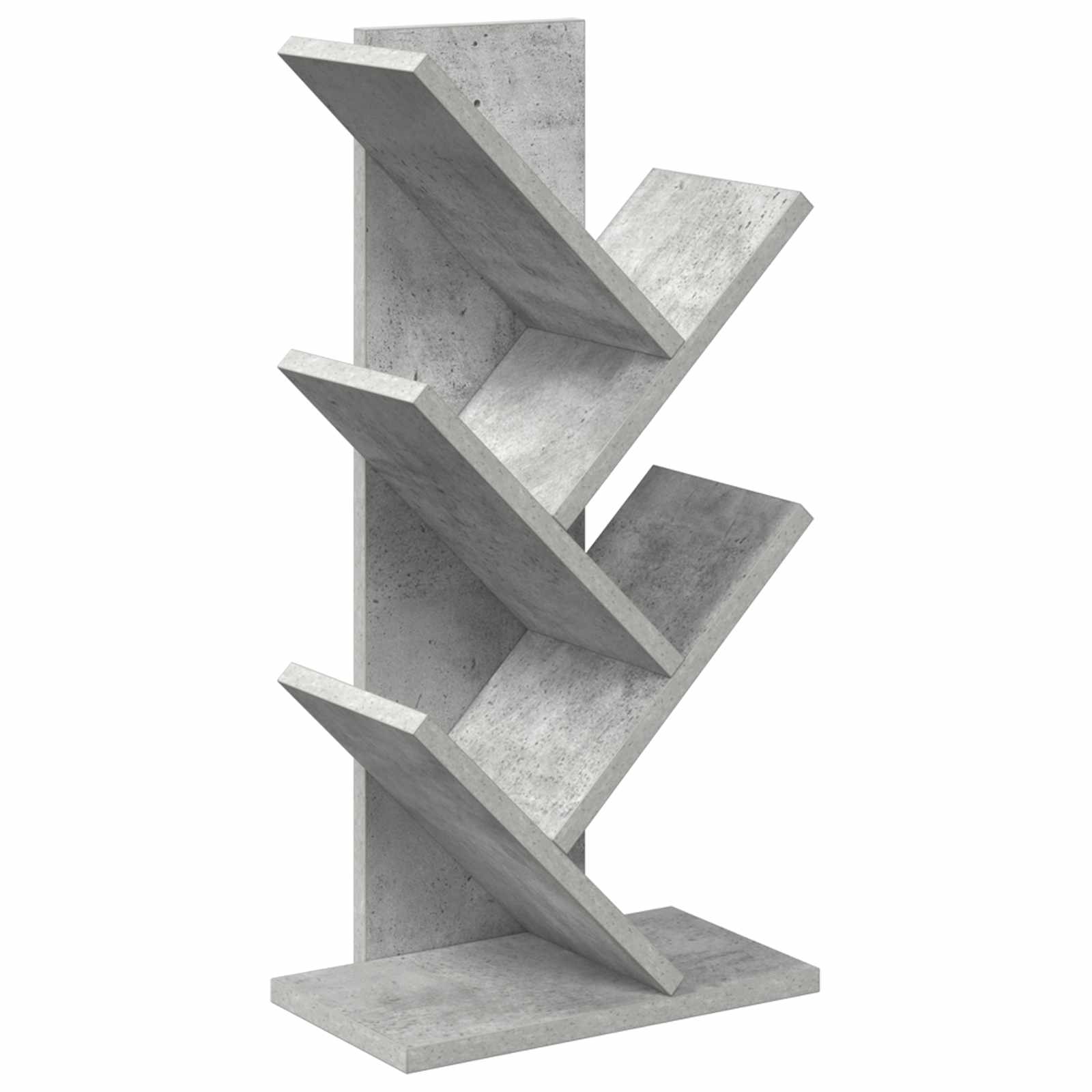Medinis 4-juos aukštų knygų stovas 30 x 18 x 60 cm Betono pilka