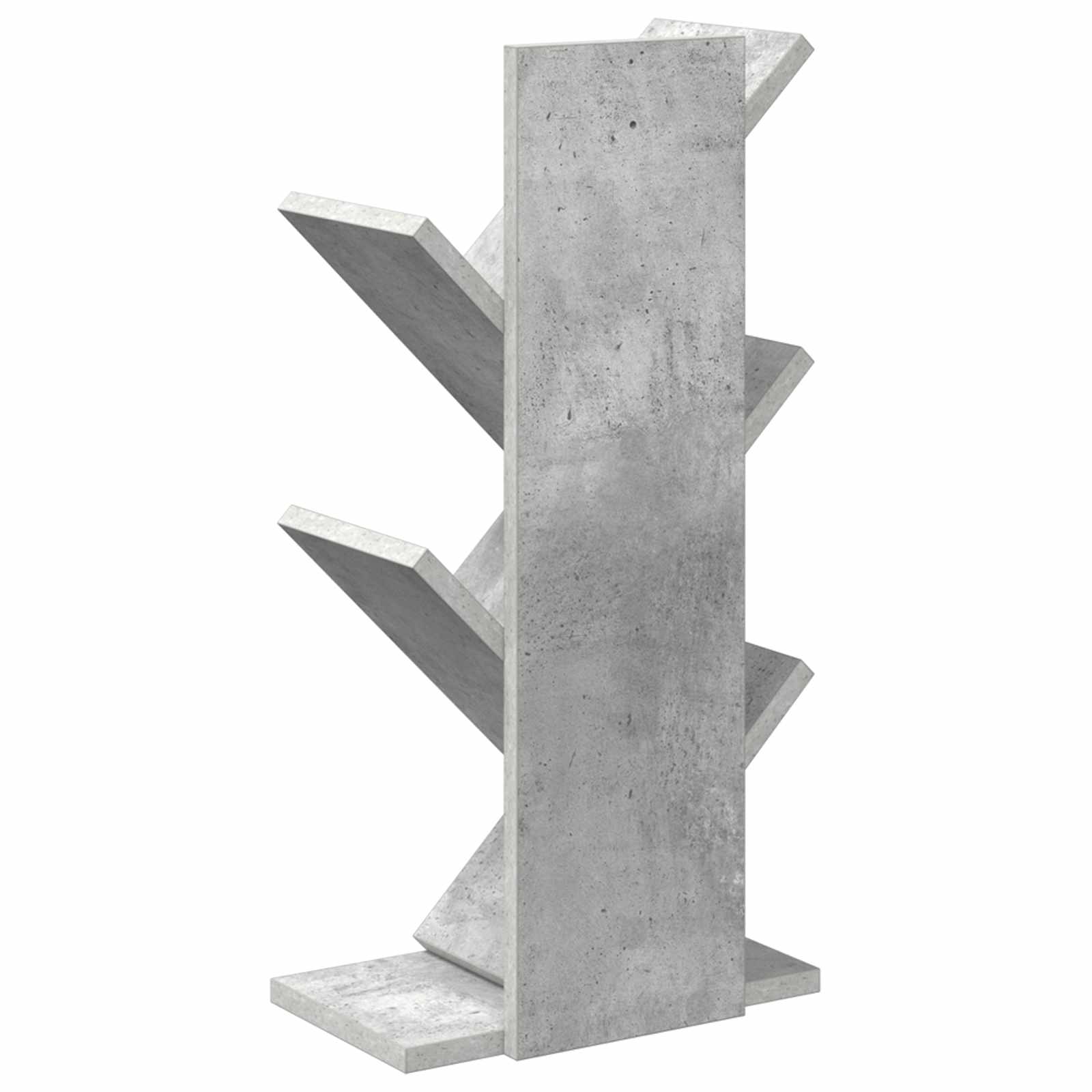 Medinis 4-juos aukštų knygų stovas 30 x 18 x 60 cm Betono pilka