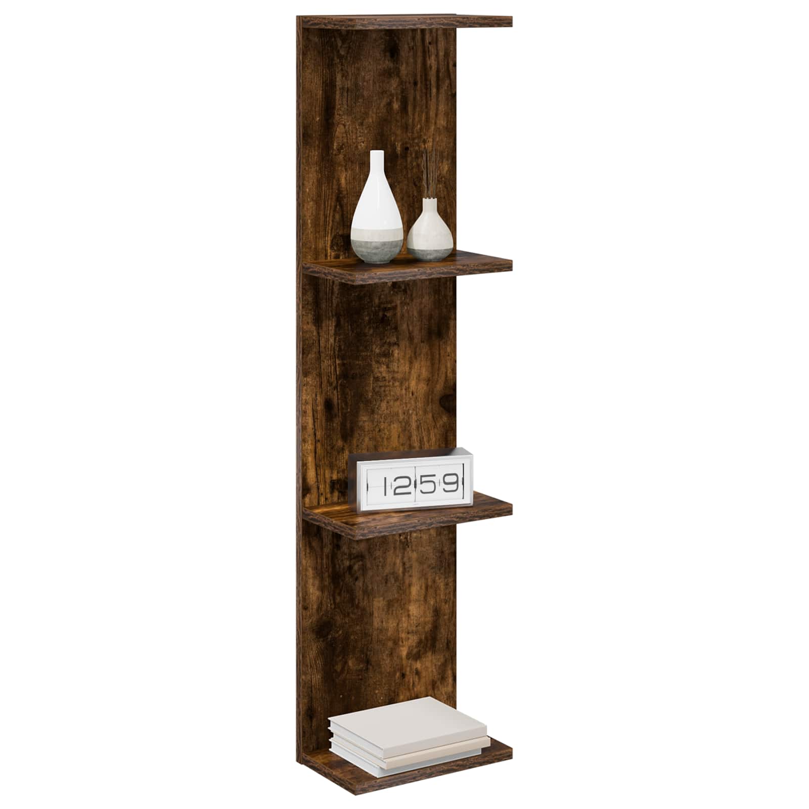 Sieninė lentyna 2 pcs Dūminio ąžuolo 25 x 15 x 100 cm
