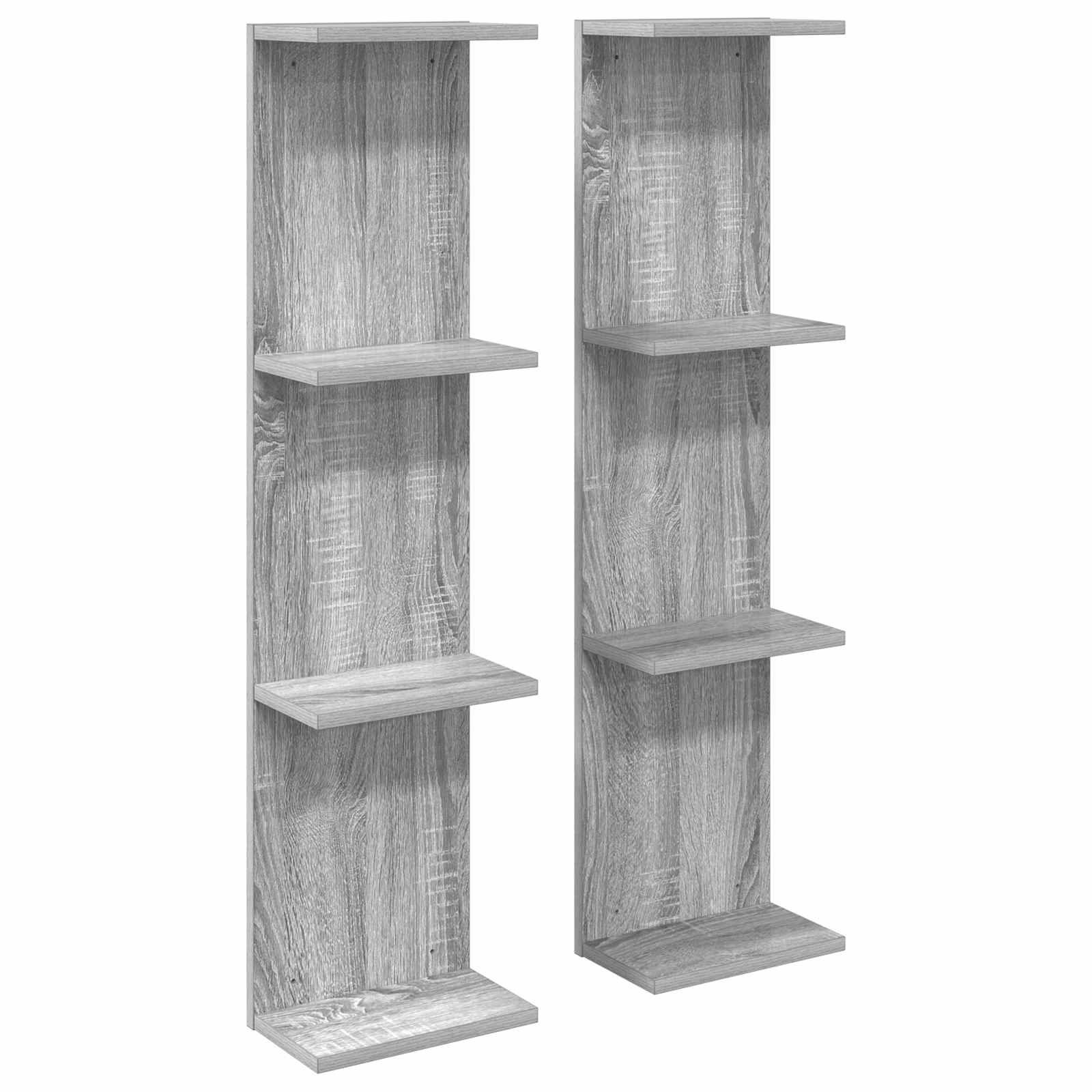 Sieninė lentyna 2 pcs Pilka Sonoma 25 x 15 x 100 cm