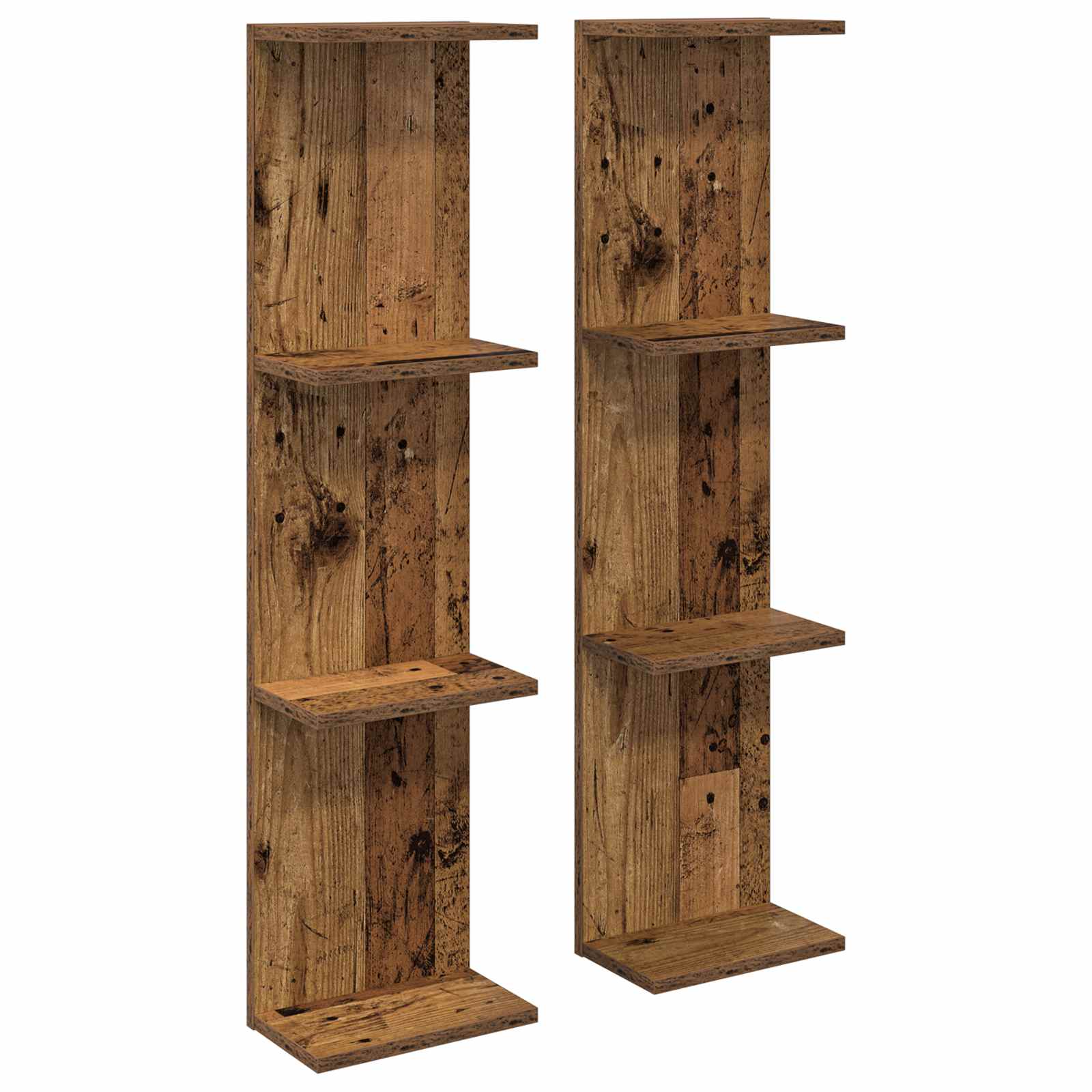 Sieninė lentyna 2 pcs Sendintos medienos 25 x 15 x 100 cm