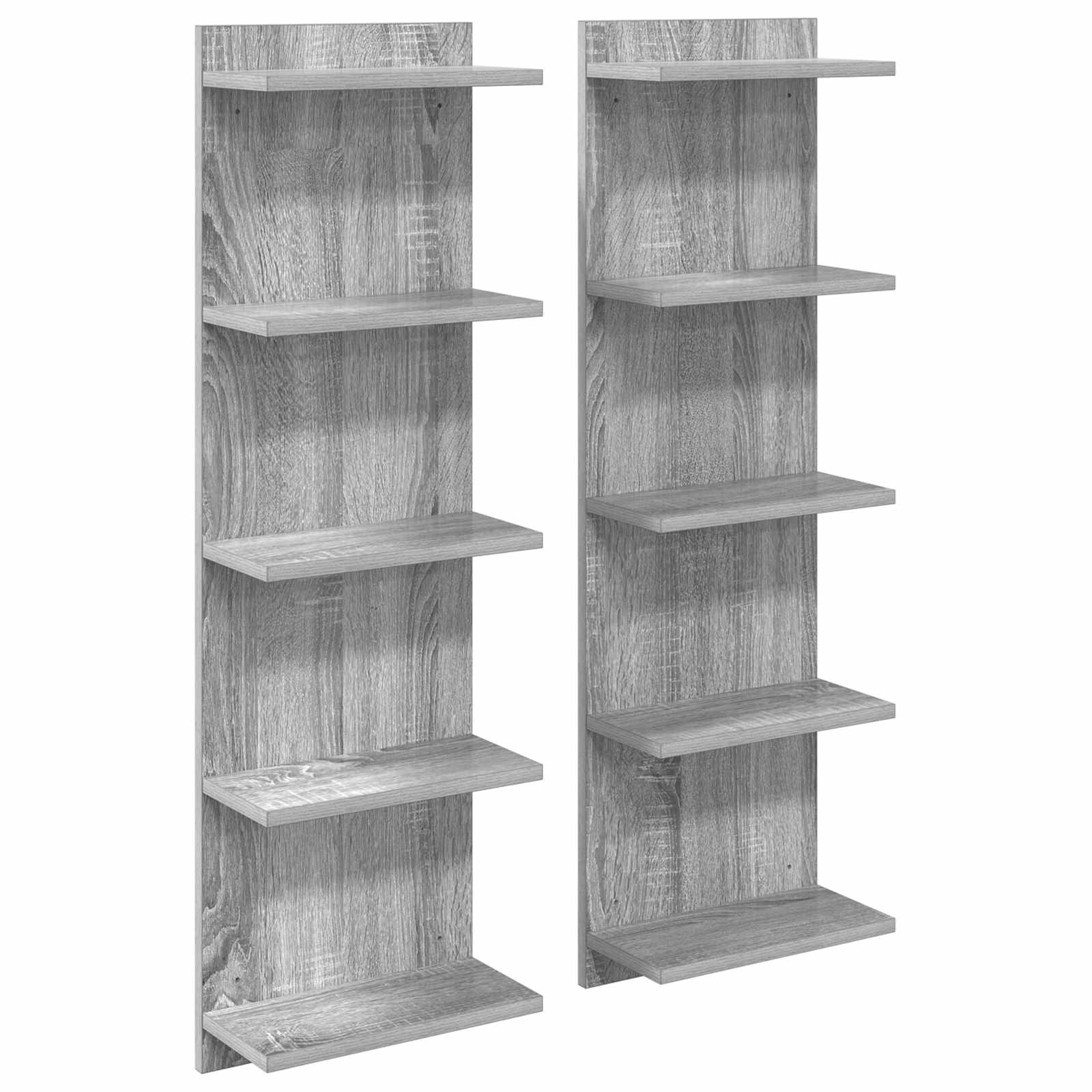 Sieninė lentyna 2 pcs Pilka Sonoma 30 x 15 x 100 cm