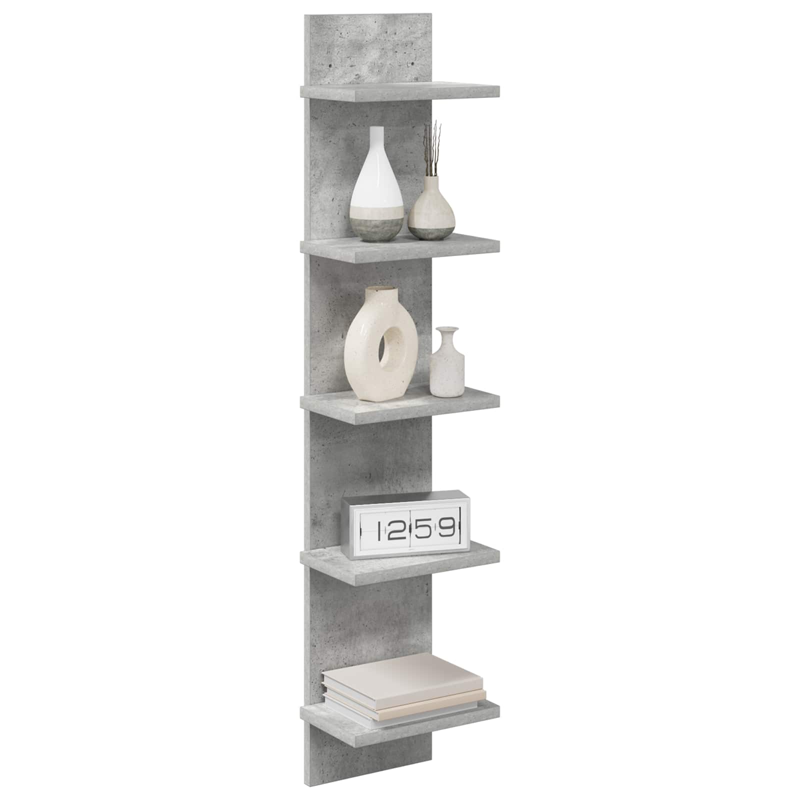 Sieninė lentyna 2 pcs Betono pilka 22 x 15 x 100 cm