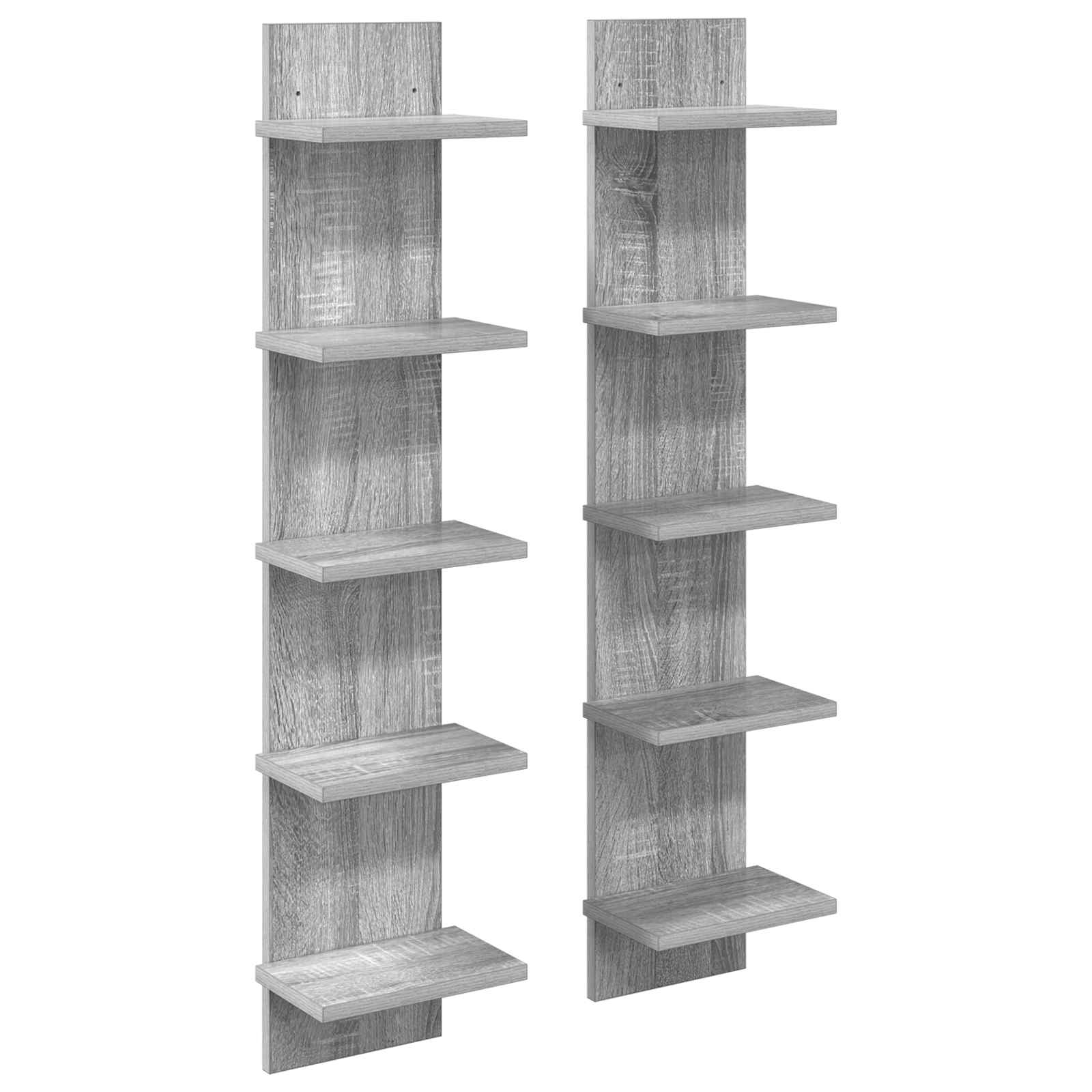 Sieninė lentyna 2 pcs Pilka Sonoma 22 x 15 x 100 cm
