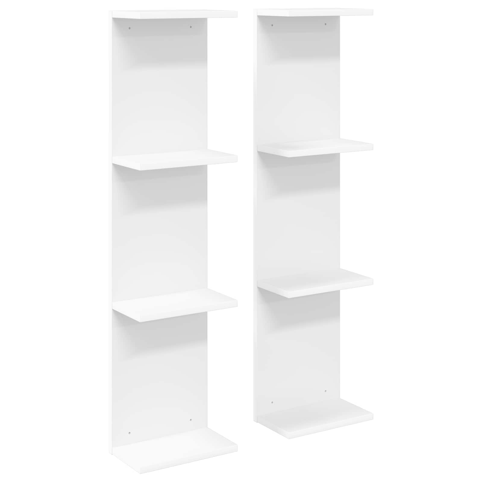 Sieninė lentyna 2 pcs Balta 22 x 15 x 100 cm Apdirbta mediena